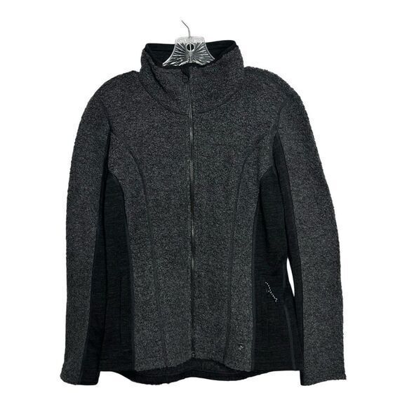 KUHL Kozet Full Zip Jacket‎ Womens Sz S Fleece Gray Black Wool Blend Performance - Picture 1 of 8
